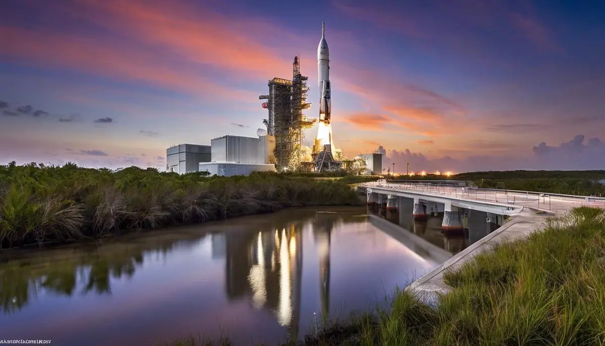 A photo showing the transformation of Launch Complex 34 over time